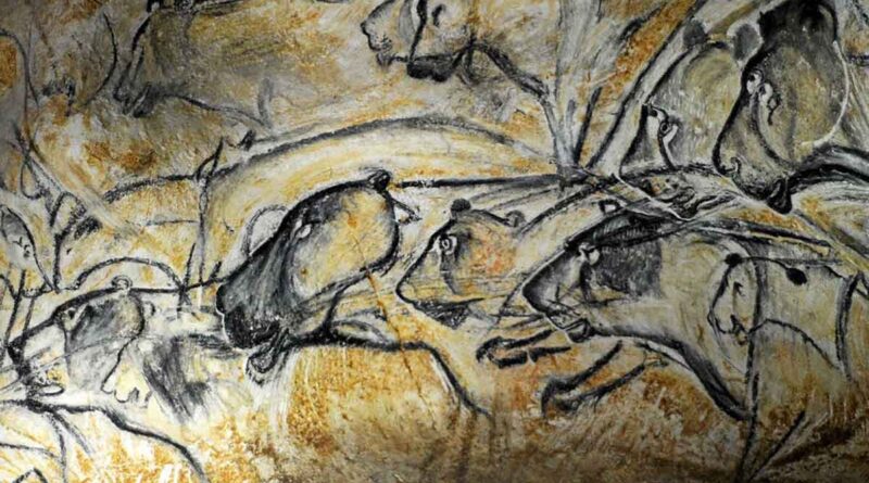 Zoom sur la fresque des lionnes de la Grotte Chauvet 2